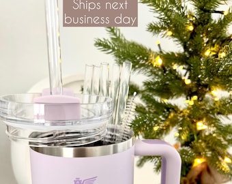 Reusable Stanley Tumbler Cup 10mm Wide Straw Plus Brush Clear Replacement Straw For Cup 40oz Water Tumbler Accessory Clear Straw Accessories