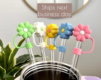 Tumbler 10mm Wide Straw Topper Flower Silicone Straw Cover For Stanley Cup Accessories Straw Protection Cute Reusable Drink Cover For Straw