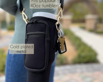Tumbler 40 oz Drinking Cup Sleeve Carrier With Pouch Stanley Accessory With Pockets Water Bottle Holder With Shoulder Strap Gift For Family