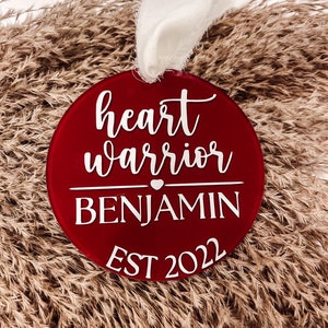 Personalized Heart Warrior Ornament  Heart Warrior Open Heart Surgery Gift Heart Warrior Christmas CHD Awareness CHD Ornament