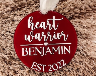 Personalized Heart Warrior Ornament  Heart Warrior Open Heart Surgery Gift Heart Warrior Christmas CHD Awareness CHD Ornament