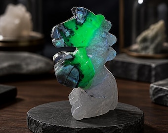 Volcano Horse Carving – 378 Grams | 4 1/2 Inches Tall / Volcano Agate Sphere