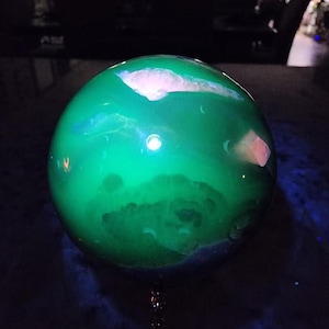 Stunning VOLCANO AGATE Sphere with Beautiful Pink UV / Uv Reactive / Crystals / Sphere / Volcano Agate Sphere