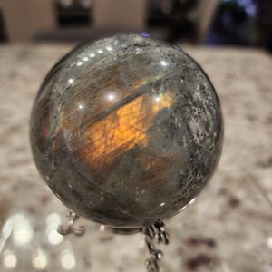 Beautiful Large HIGH FLASH Golden Flash Labradorite Sphere/ Grounding Crystals / Labradorite Tower/ High Flash Labradorite