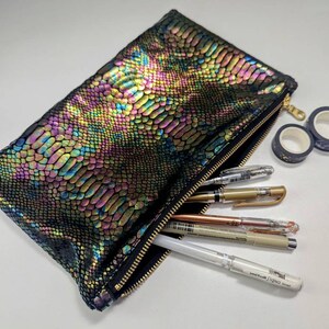 Dragon Skin Bag of Traveling: Rainbow Iridescent & Holographic Dragon Skin Zipper Pouch in Custom Colors image 4