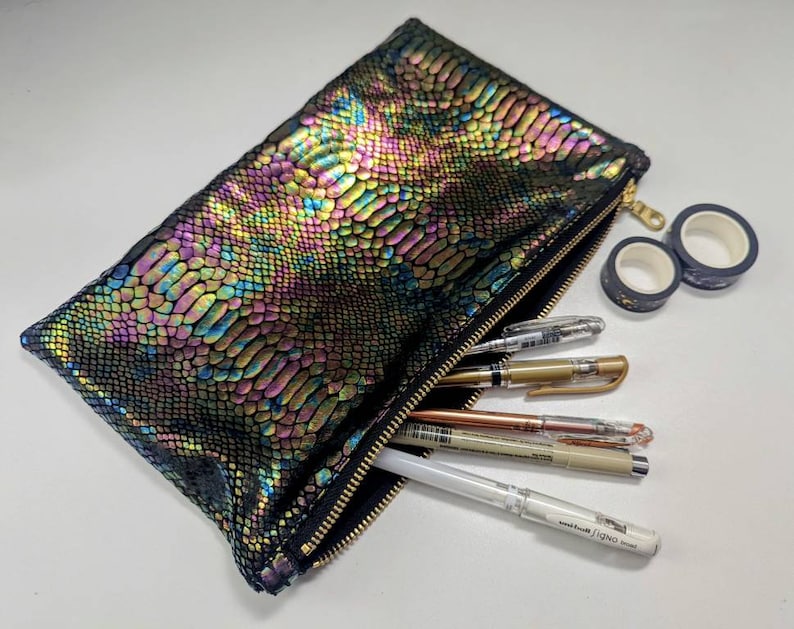 Dragon Skin Bag of Traveling: Rainbow Iridescent & Holographic Dragon Skin Zipper Pouch in Custom Colors image 4