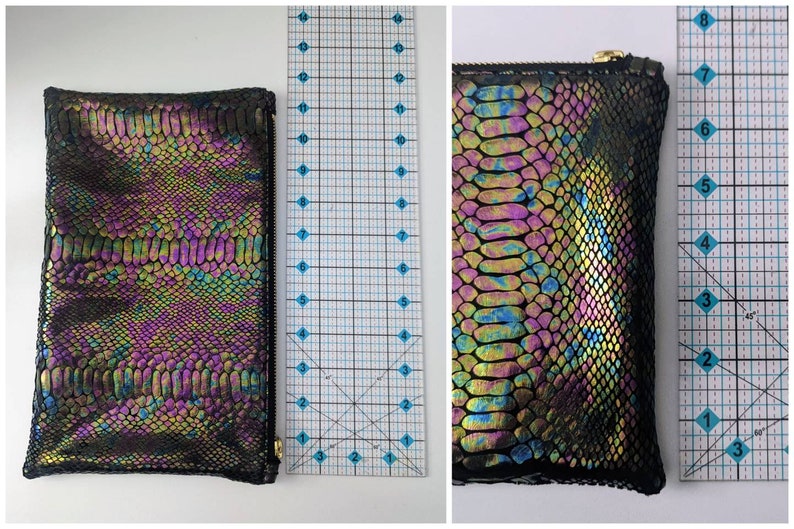 Dragon Skin Bag of Traveling: Rainbow Iridescent & Holographic Dragon Skin Zipper Pouch in Custom Colors image 6