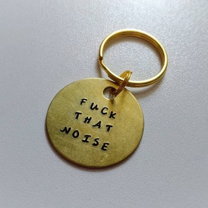 Fuck That Noise: Custom Adult Humor Metal Engraved Circular Keychain in Gold, Silver, Rose Gold, Rainbow image 3