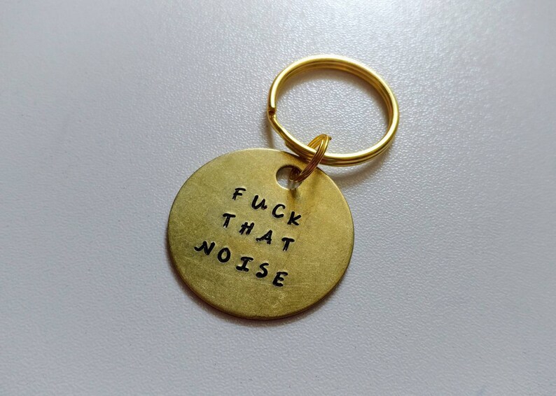 Fuck That Noise: Custom Adult Humor Metal Engraved Circular Keychain in Gold, Silver, Rose Gold, Rainbow image 3