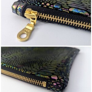 Dragon Skin Bag of Traveling: Rainbow Iridescent & Holographic Dragon Skin Zipper Pouch in Custom Colors image 3