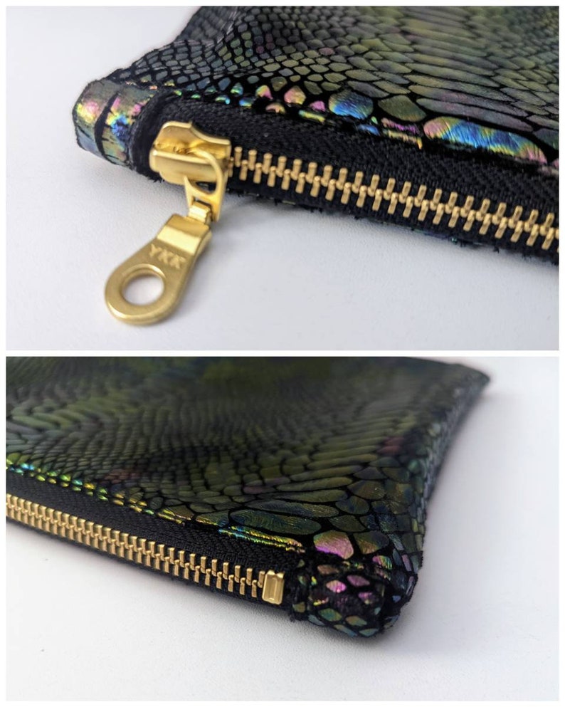 Dragon Skin Bag of Traveling: Rainbow Iridescent & Holographic Dragon Skin Zipper Pouch in Custom Colors image 3