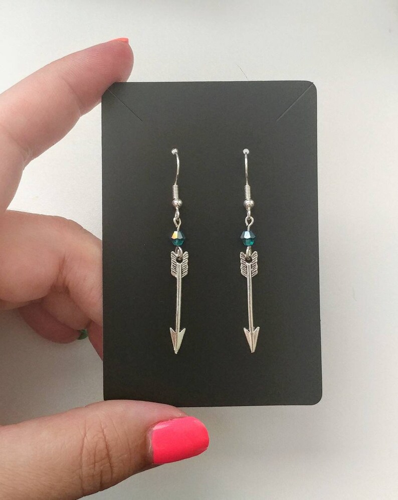 Metal Arrow Custom Crystal Earrings: Silver & Bronze image 7