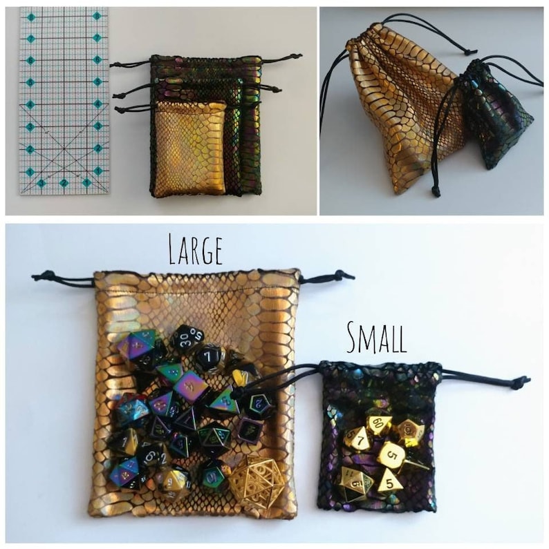 Dragon Skin Bag of Holding: Rainbow Iridescent & Holographic Dragon Skin Dice / Jewelry / Coin Pouch in Custom Colors image 4