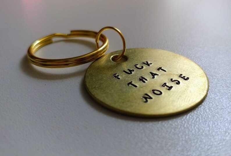 Fuck That Noise: Custom Adult Humor Metal Engraved Circular Keychain in Gold, Silver, Rose Gold, Rainbow image 2