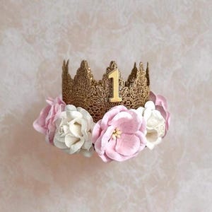 BIRTHDAY HAT, 1st Birthday Crown, Kids Floral Birthday Crown, Year&#39;s Reveal Birthday Crown, Birthday Tiara, First Birthday Crown, baby bday