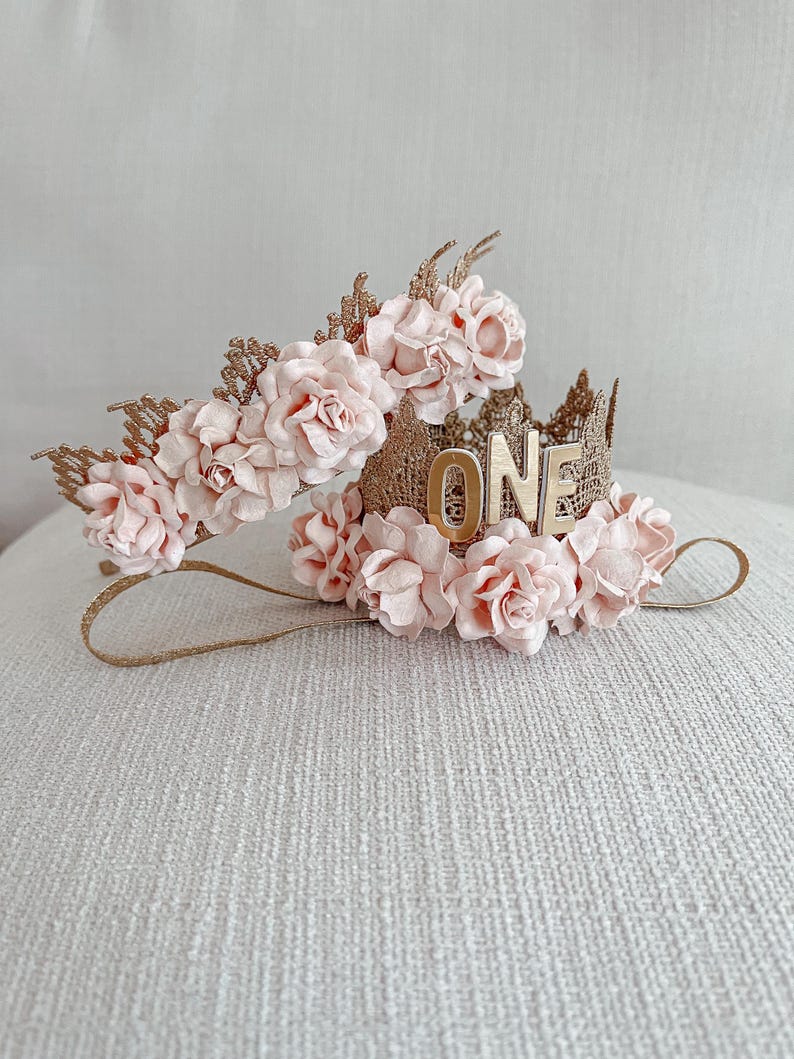 First Birthday Tiara, Pink Birthday Crown, Lace Kids Crown, Custom Baby