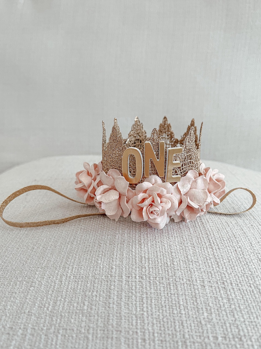 First Birthday Tiara, Pink Birthday Crown, Lace Kids Crown, Custom Baby