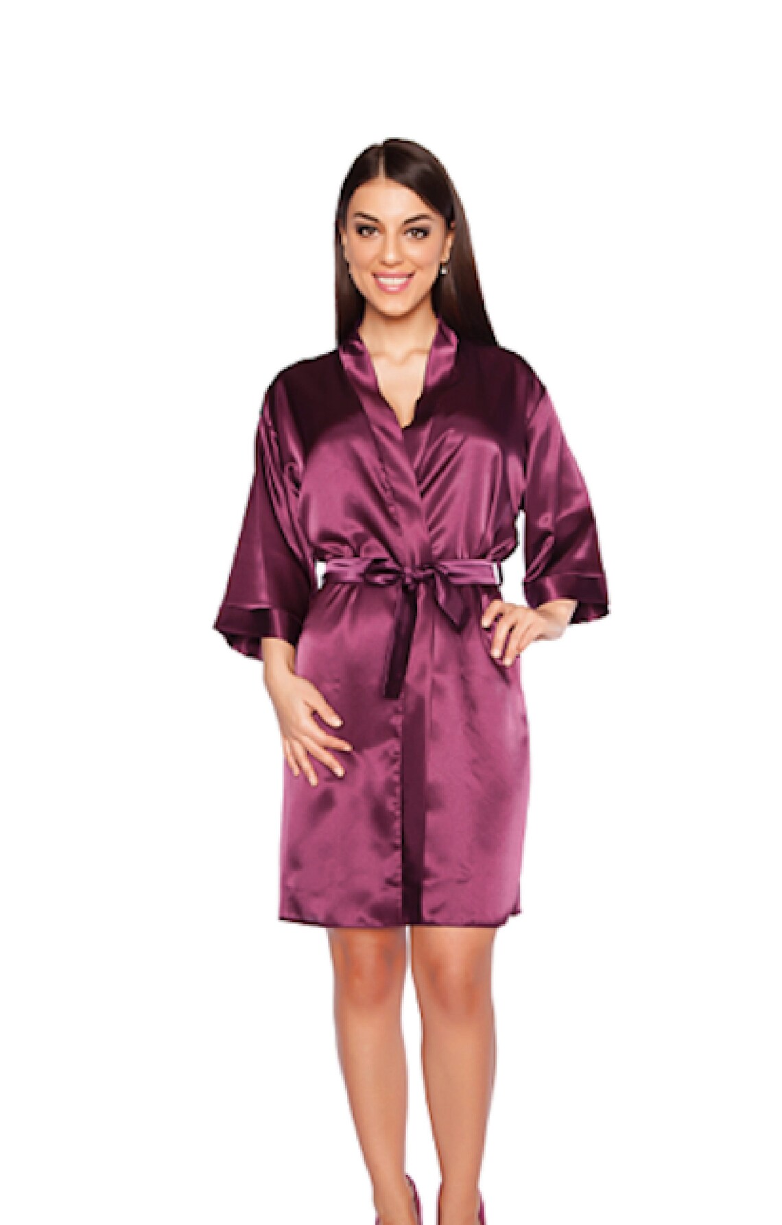 plum silk robe