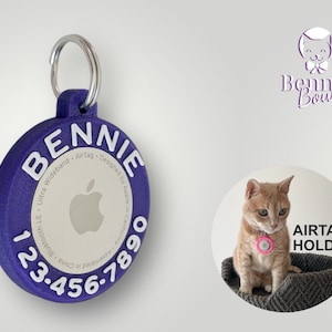 AirTag Holder Case for Cats and Dogs. Durable Tag Style Holder Attachable by a Key Ring // Open Version//