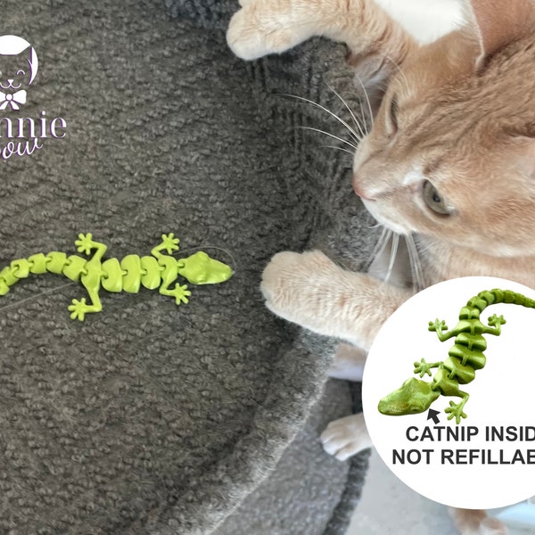 Lizard Cat Toy WITH CATNIP //Not Refillable// Articulated and Interactive toy