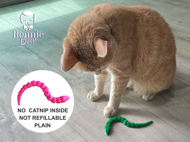 Snake Cat Toy PLAIN //No Catnip Inside //Not Refillable// Articulated and Interactive toy image 1