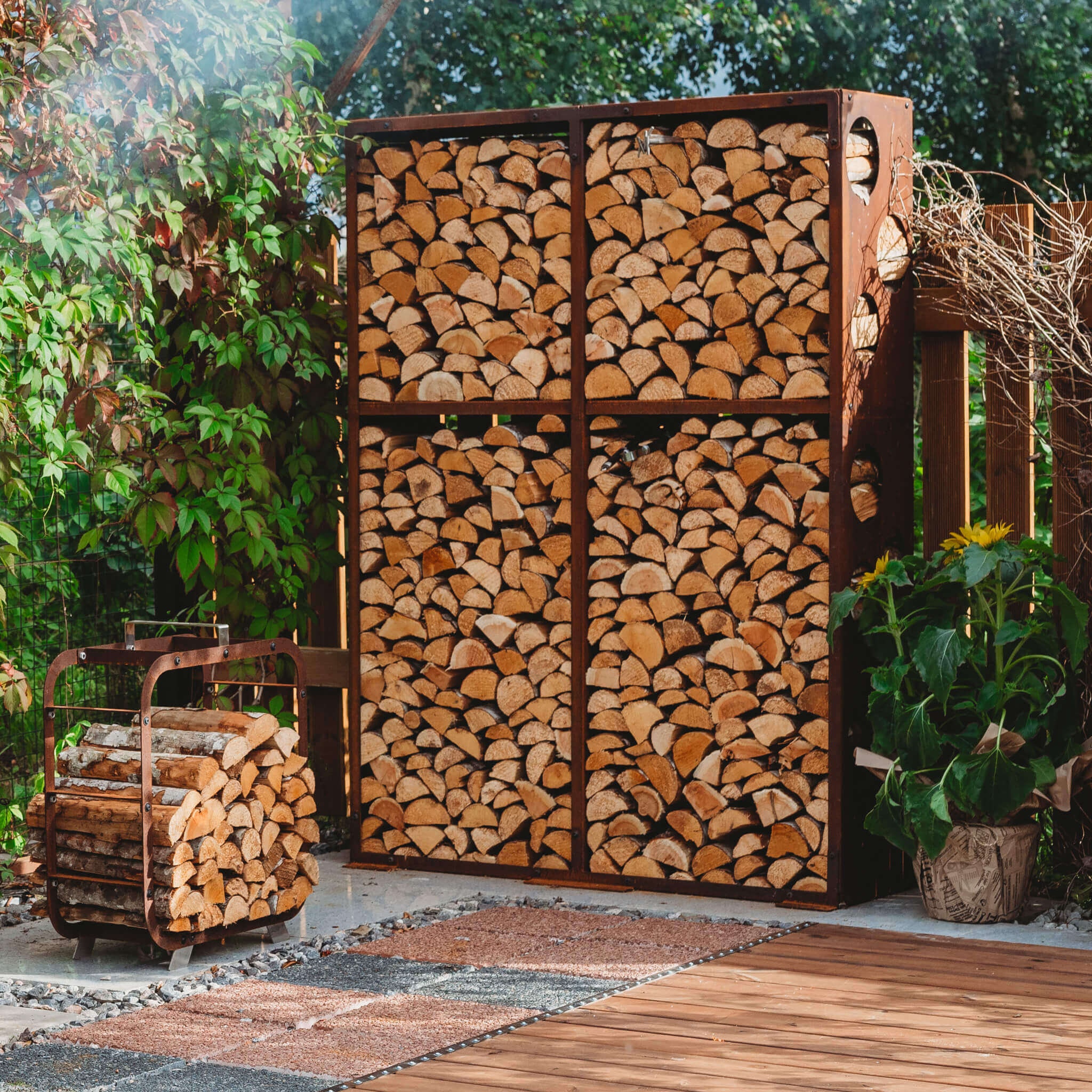 Grillsymbol Corten Steel Firewood Rack WALL 119*37*170 Cm - Etsy
