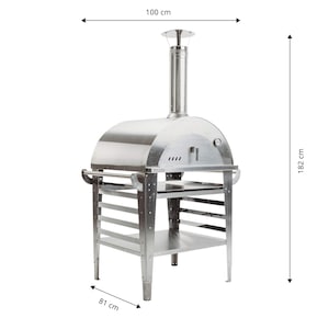GrillSymbol Wood Fired Pizza Oven with Stand Pizzo-set-inox