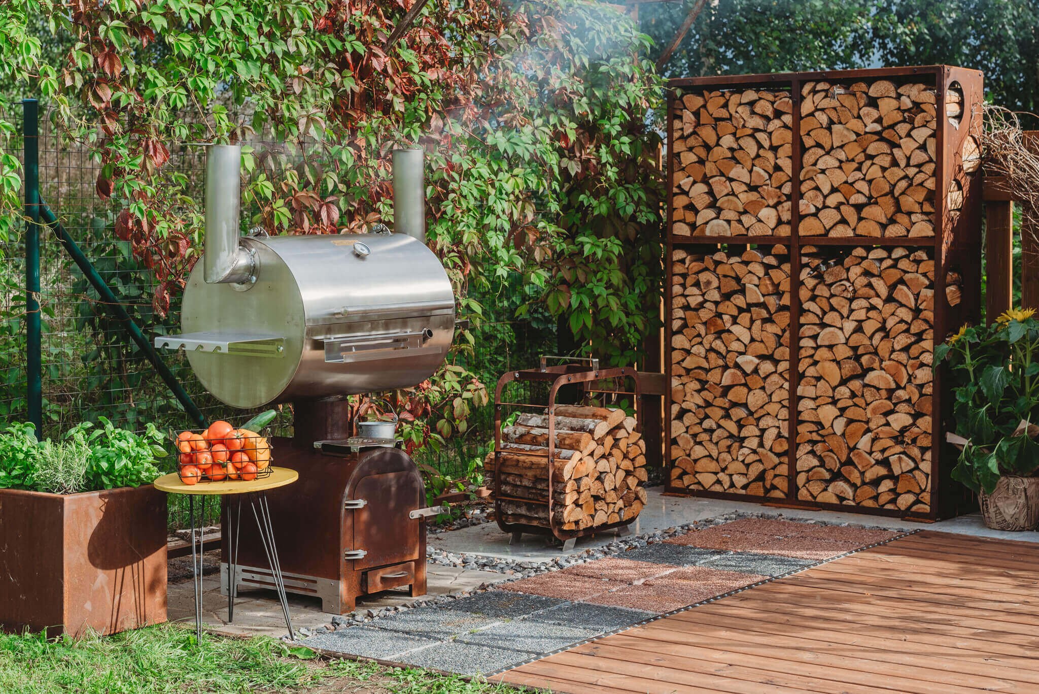Grillsymbol Corten Steel Firewood Rack WALL 119*37*170 Cm - Etsy