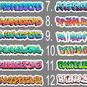Name Graffiti Custom Stickers,Decal, Art, Vinyl, U.S.A, Name, Trucks, Cars, Toolbox, Window, Door, Motorcycle, Bikes, Yeti