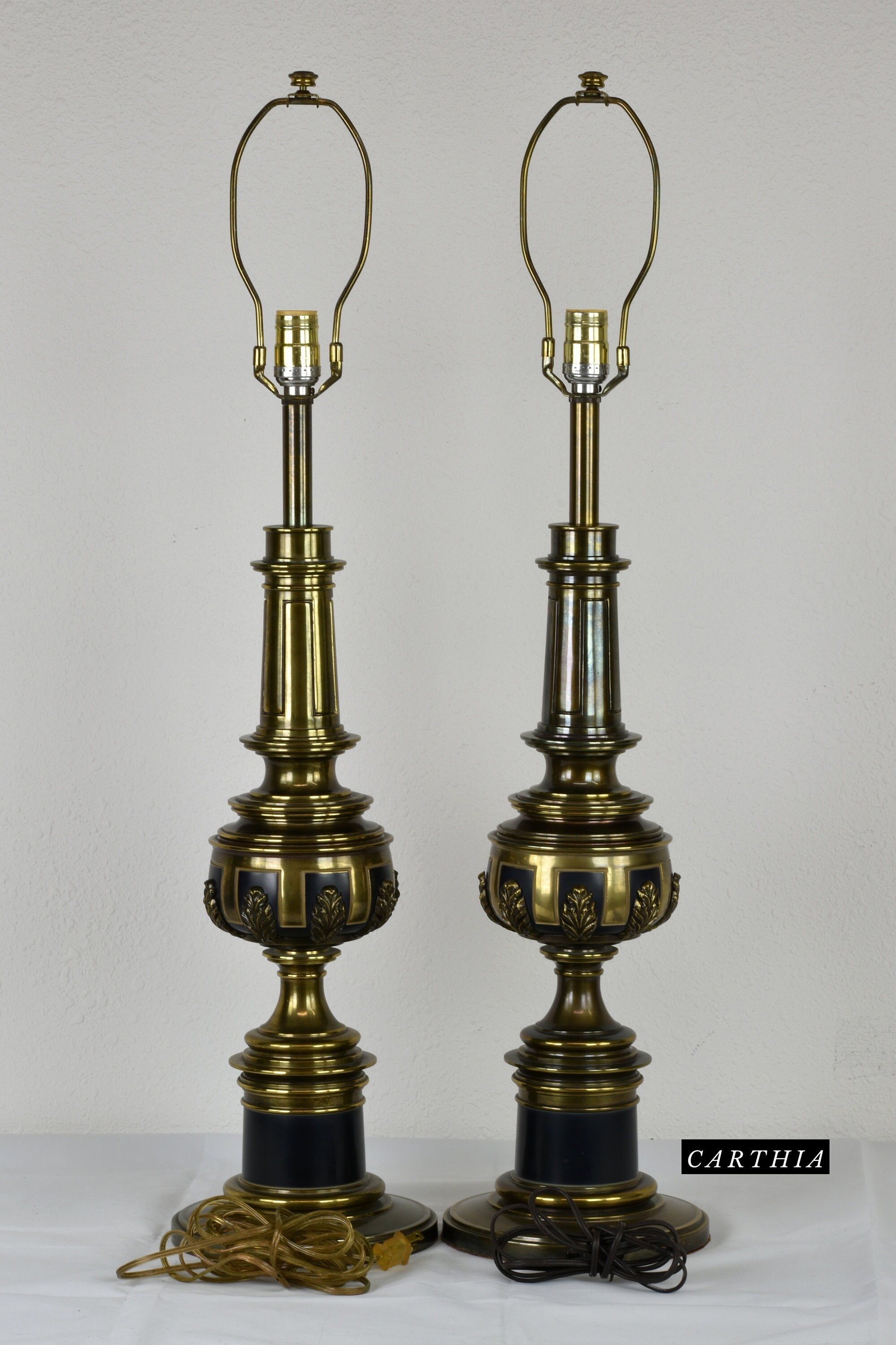 Vintage Mini Solid Brass Bedside Lamps by Stiffel - a Pair