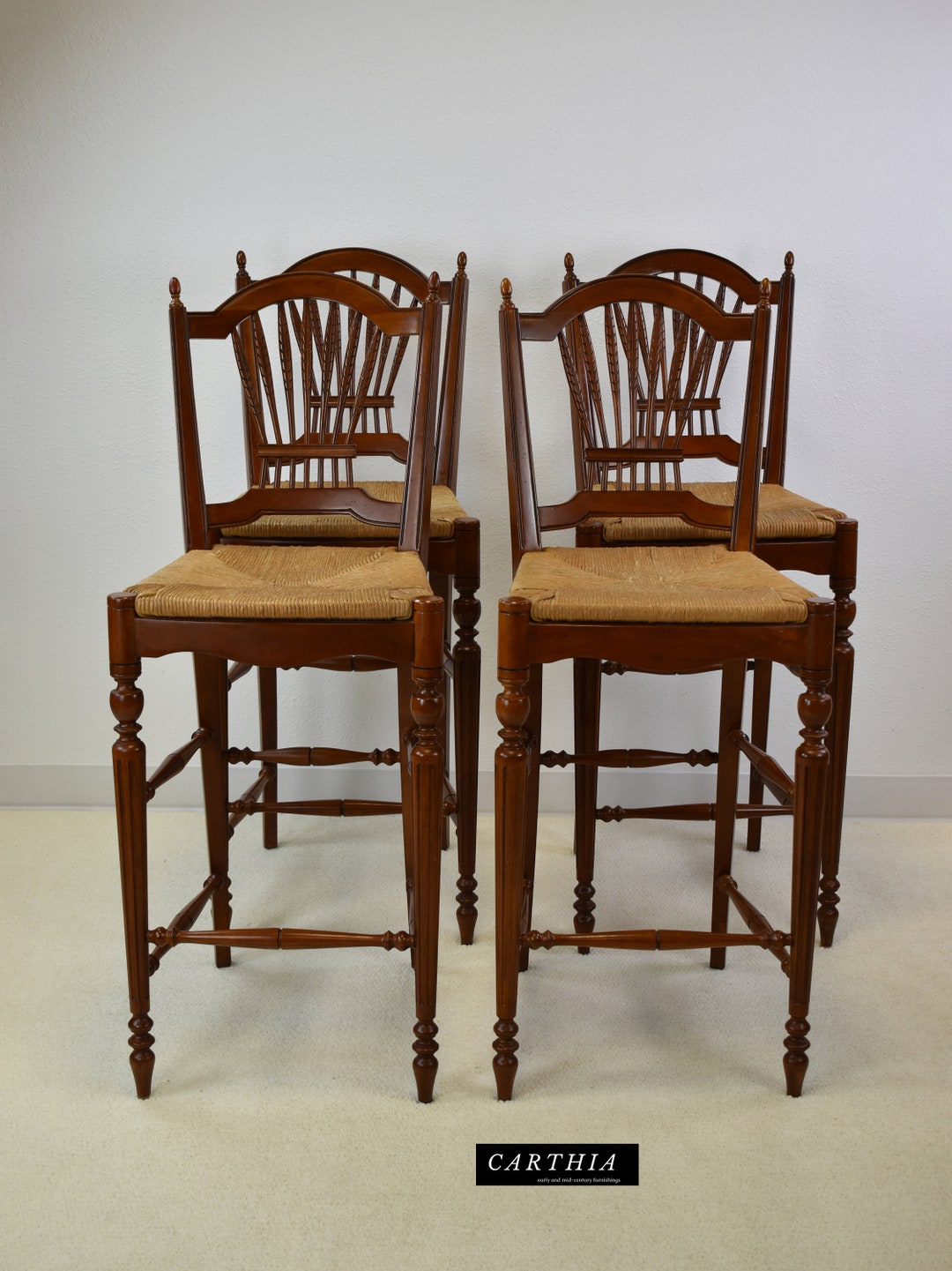 ETHAN ALLEN Country French Collection Wheat / Sheaf Back Rush Etsy