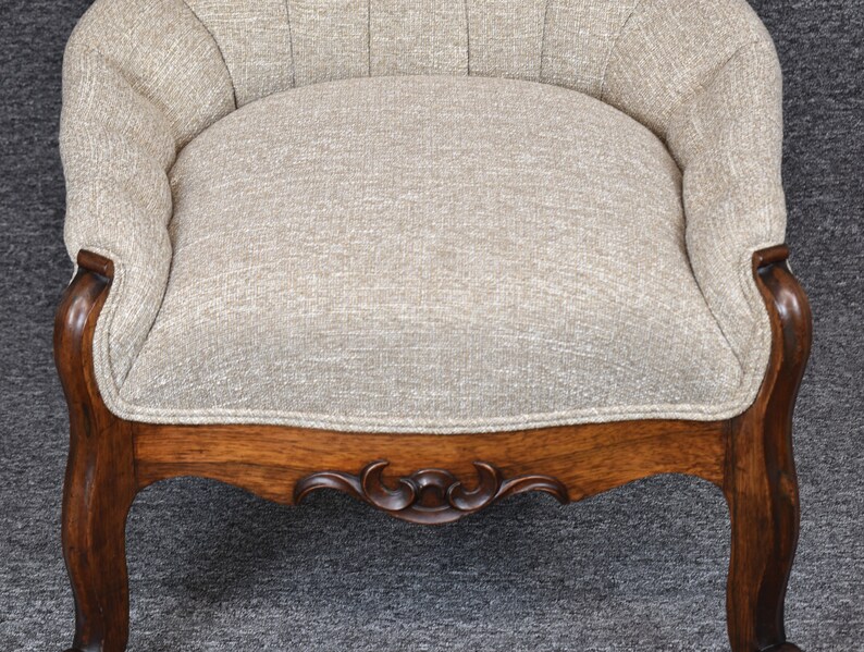 Vintage L. Mayer Victorian Armless Walnut Carved Parlor Chair Etsy