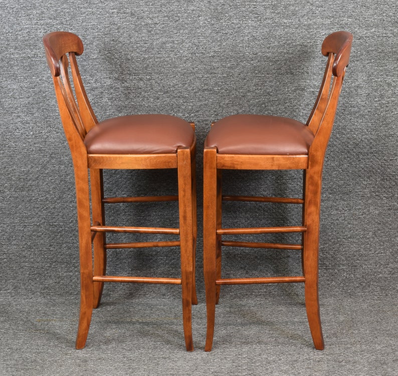 Pair Nichols & Stone Country Manor Leather Counter Bar Stools Etsy