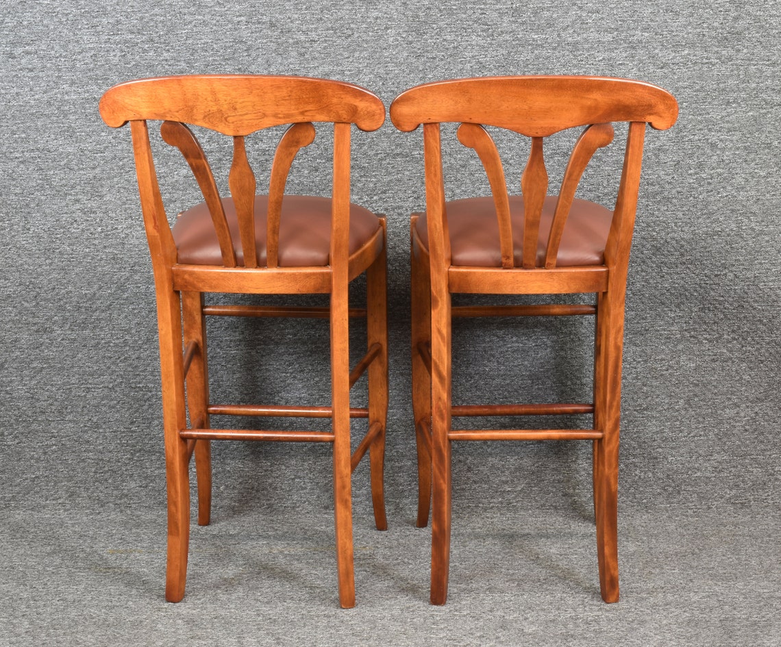 Pair Nichols & Stone Country Manor Leather Counter Bar Stools Etsy