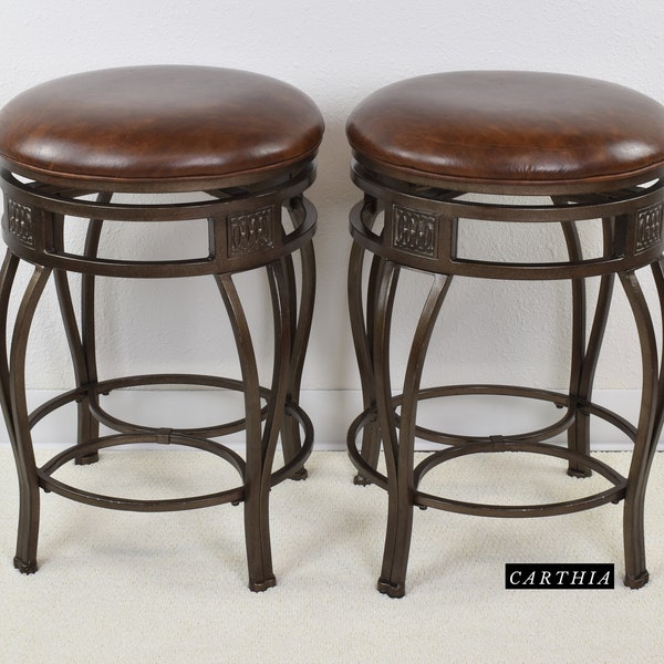 Leather Bar Stools Swivel Etsy