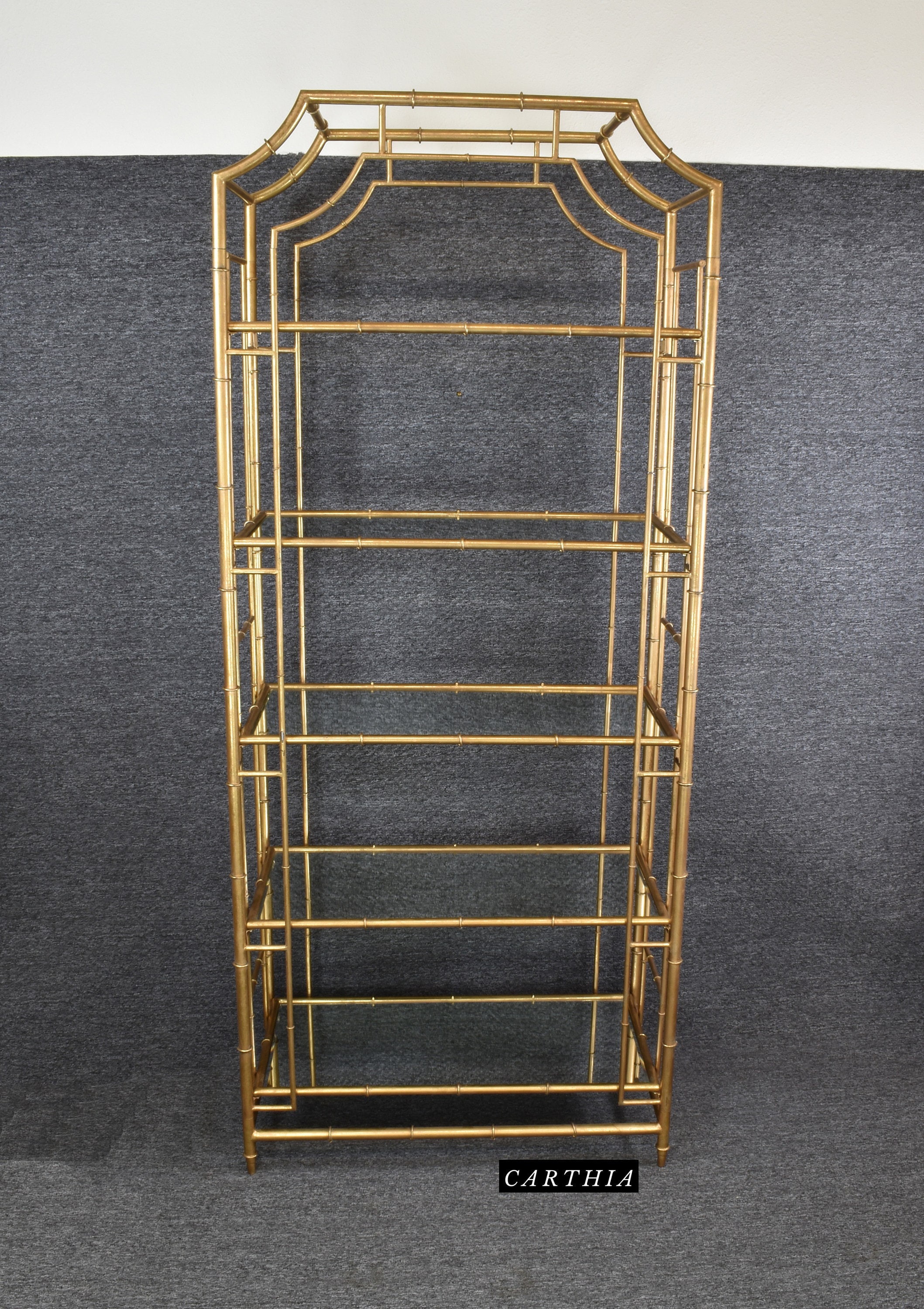 Chinese Chippendale Style Metal Pagoda Faux Bamboo Gold Gilt Chinese Chippendale Style Metal Pagoda Faux Bamboo Gold Gilt