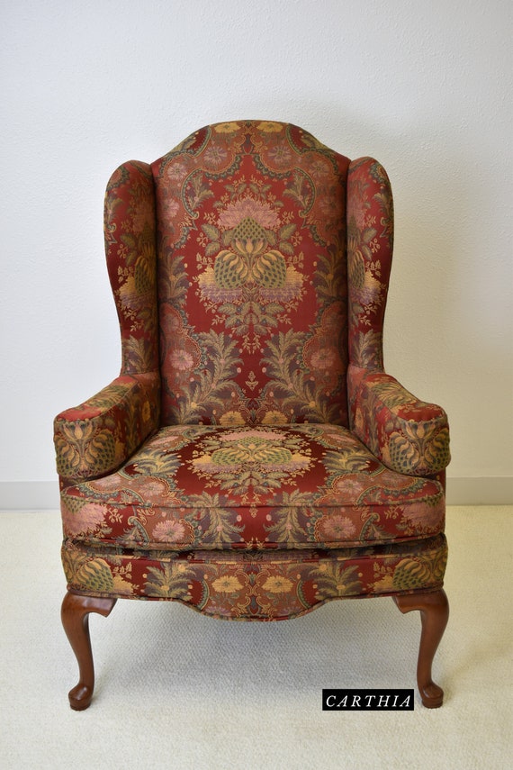 Early Century Ethan Allen Queen Anne Arched Wing Back Chair | Etsy