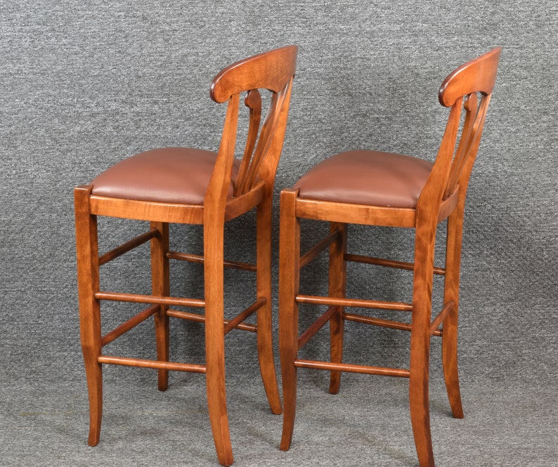 Pair Nichols & Stone Country Manor Leather Counter Bar Stools Etsy