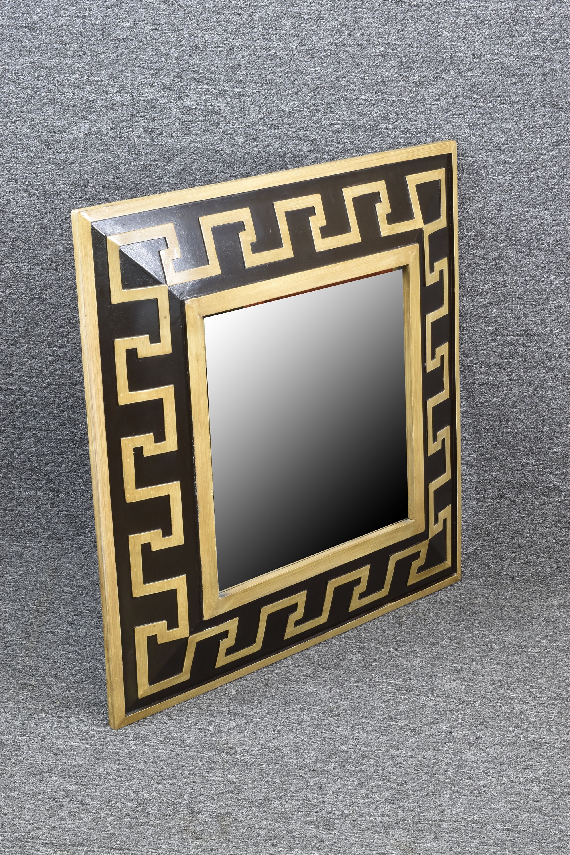Greek Key Accent Beveled Mirror Black with Carved Gold Greek Key Motif by Sterling Etsy.de