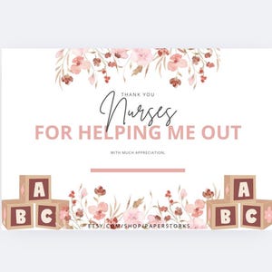 Baby Girl — Thank you for Helping me “Out”*** Labor & Delivery/OB/Postpartum/NICU Nurse Cards —Thank A Nurse! — Instant Printable