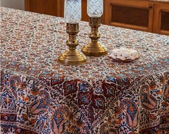 FCZ Rectangular Tablecloth Red Blue Paisley Swirls Pattern Black Background Eco-Friendly Non Wrinkle Washable Party 60x60in Table Cover Dinner Fesitval 