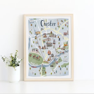 Chester Illustrated Map, A3/A4 Art Print, Cheshire Map