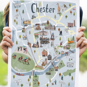 Chester Illustrated Map, A3/A4 Art Print, Cheshire Map - Etsy UK