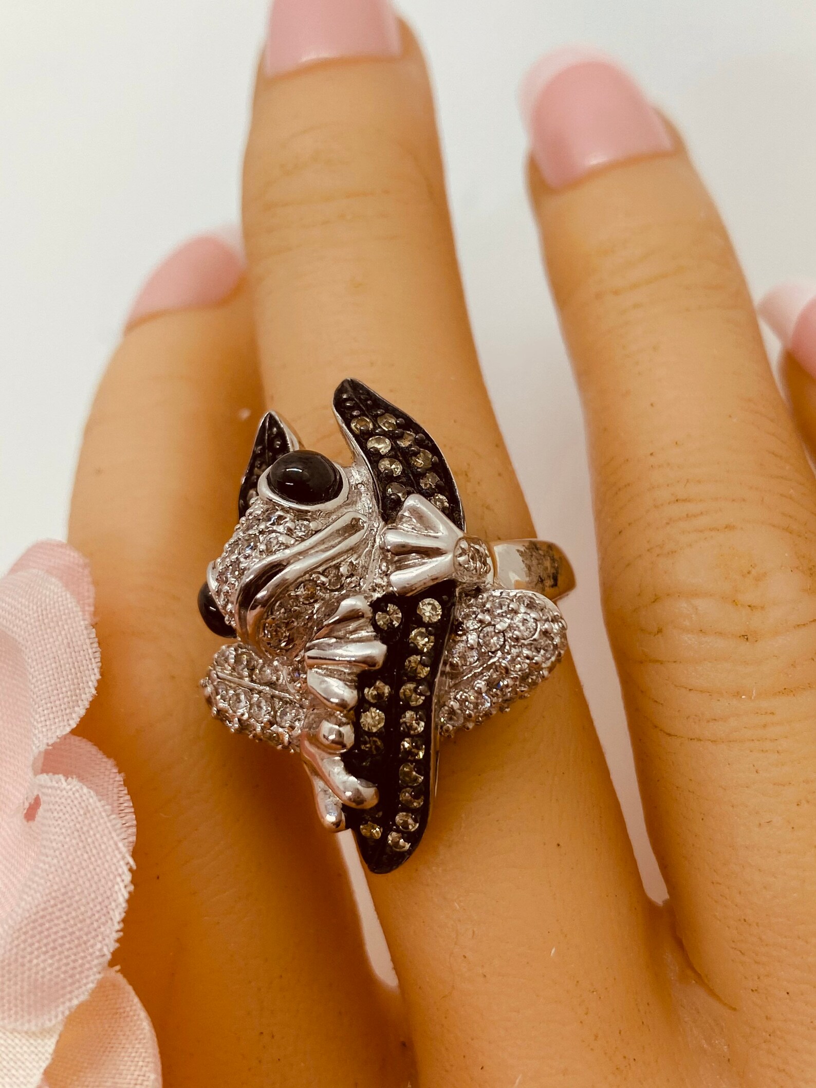 Cute tree frog ring in sterling silver with color CZ Etsy