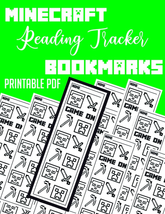 minecraft reading tracker bookmark for kids boys girls etsy