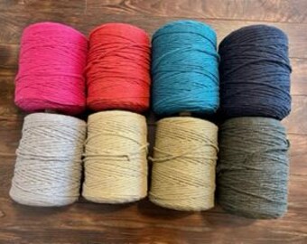 DESTASH 3mm Recycled Macrame String/ 1000 ft Coloured Macrame String / Soft Cotton Rope / 100% Recycled Cotton / DIY Macrame