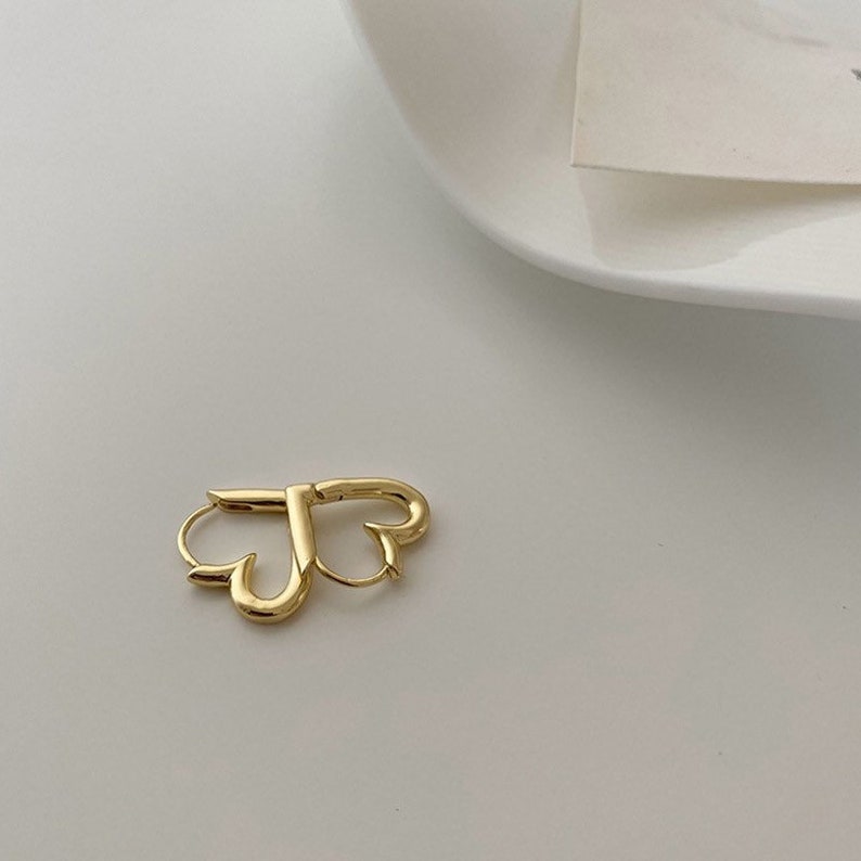 18K Gold Plated Love Heart Stud Earrings for Womenheart Etsy