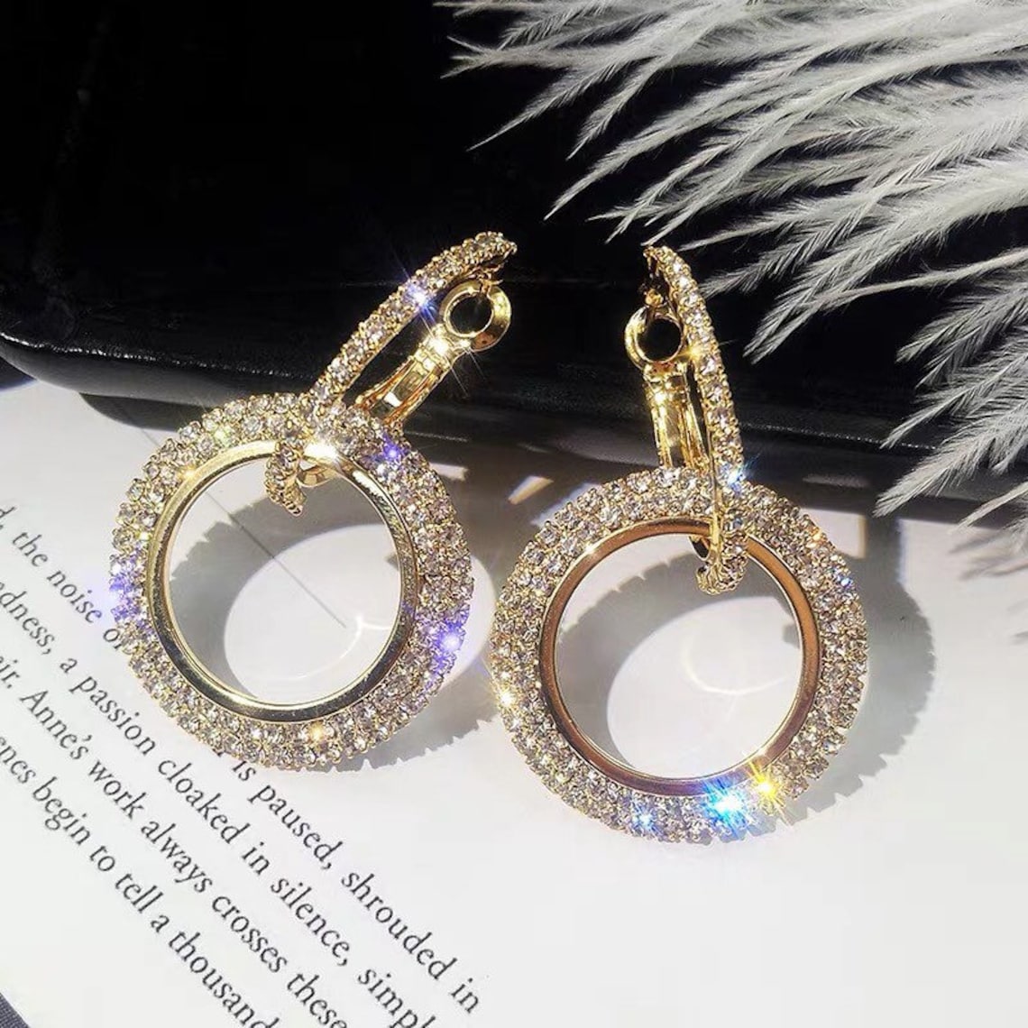 AAA CZ Diamond Double Circles Hoop Earrings for WomenDangle image 2