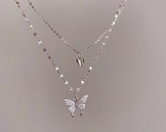 Birthday and Girlfriend Gift KOKANA Silver Butterfly Necklace for Women and Girls 