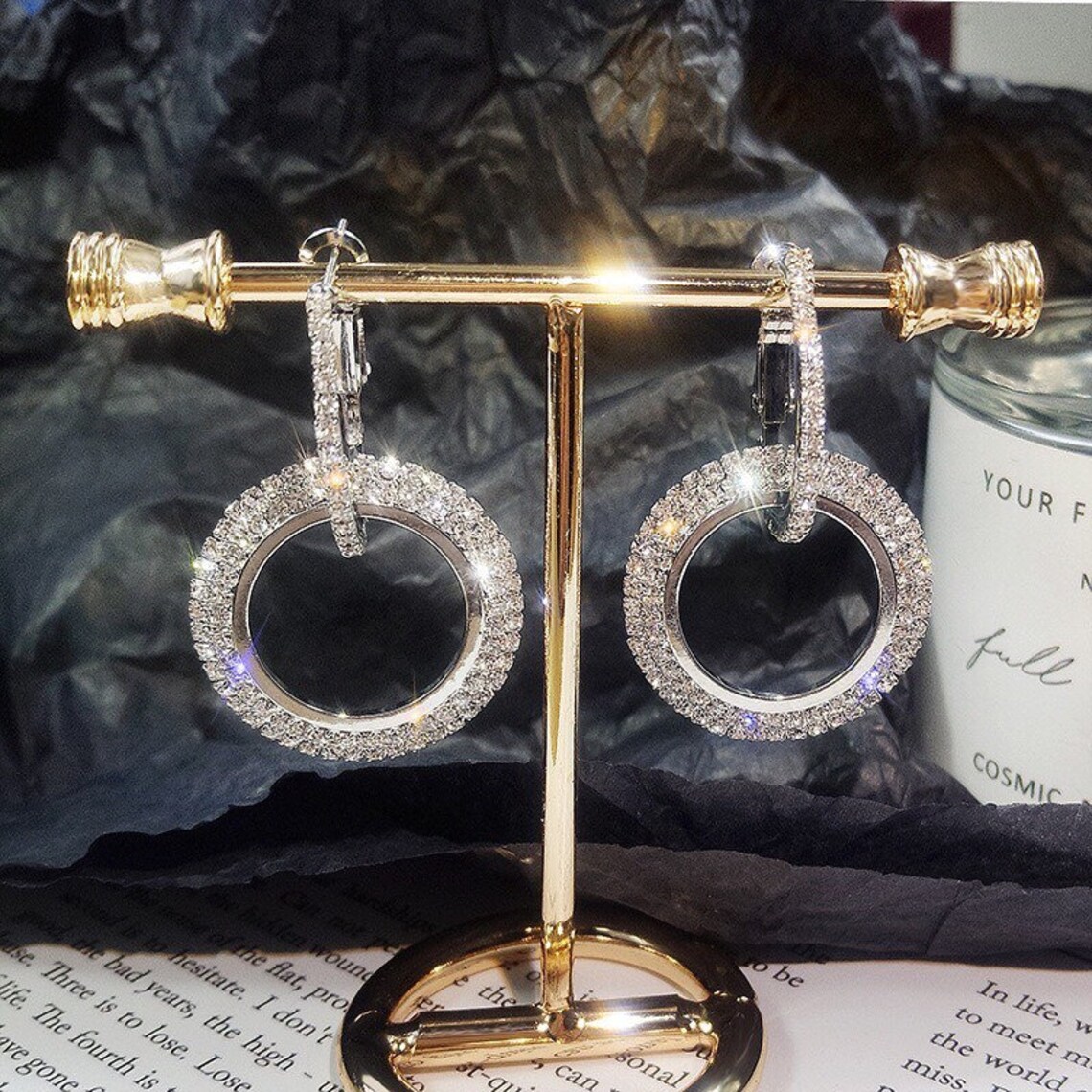 AAA CZ Diamond Double Circles Hoop Earrings for WomenDangle image 6